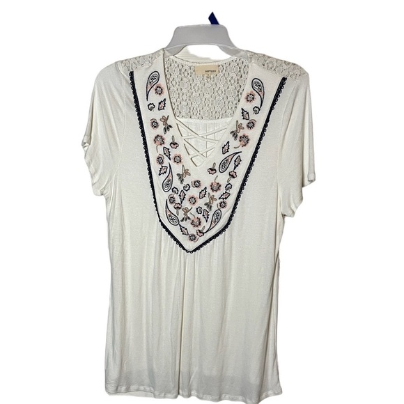 NWT Dept 222 Embroidered V-neck Blouse - Picture 1 of 6